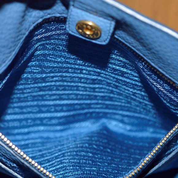 Prada Vitello Daino Cobalto Blue Leather Tote Shoulder Bag B4863M $1640 w Cards - Picture 8 of 15